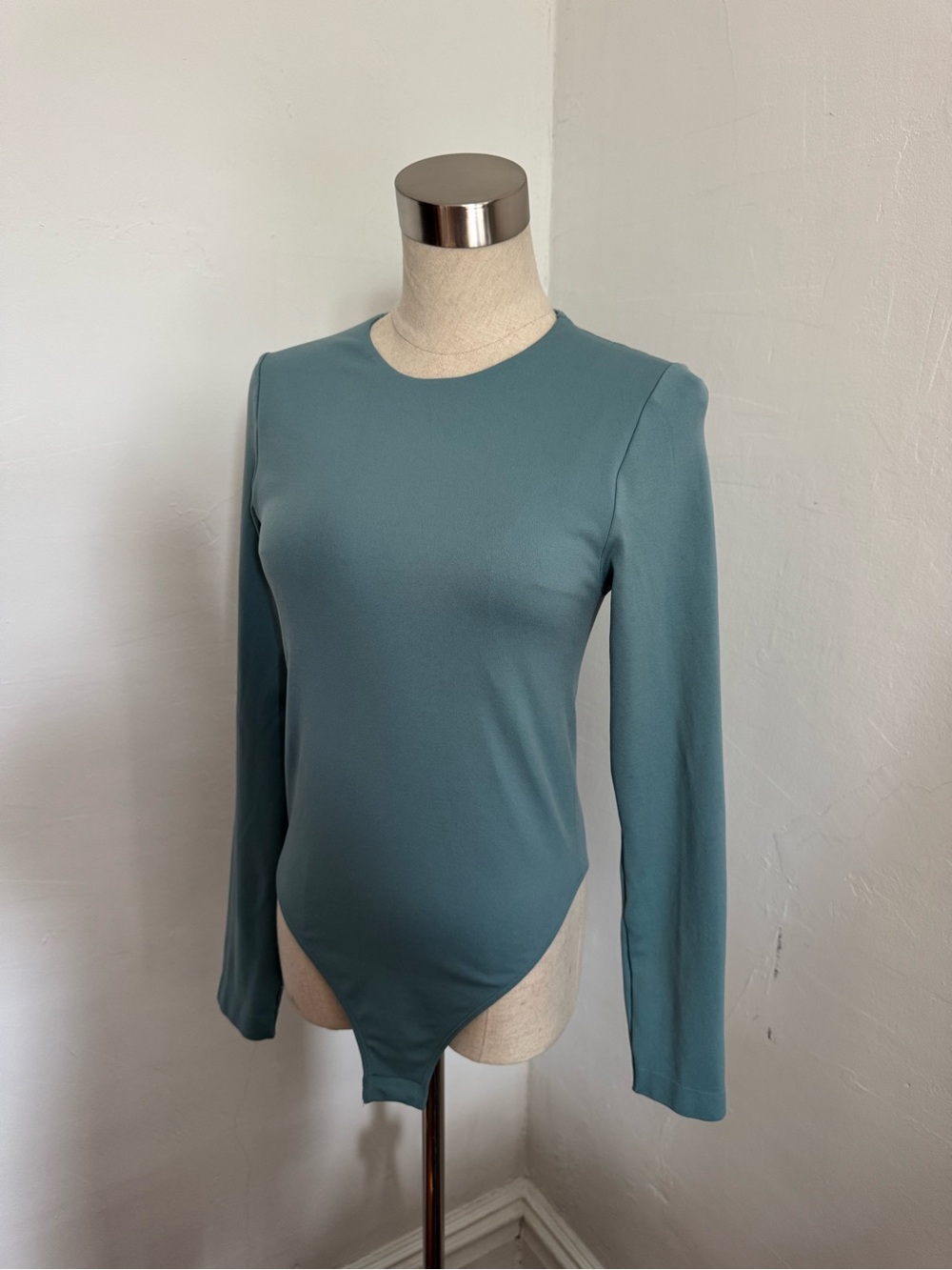 Long-Sleeve Crewneck Bodysuit in Beautiful Blue